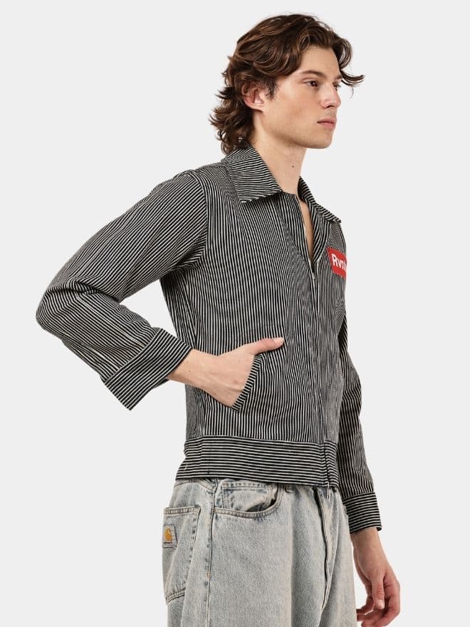 Striped Denim Workwear Jacket Shirt thumbnail 3