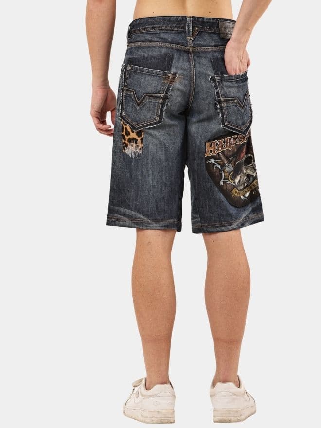 Patch & Distressed Reworked Denim Jorts thumbnail 3