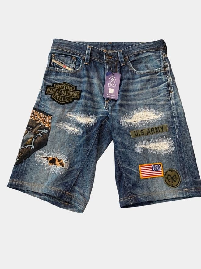 Patch & Distressed Reworked Denim Jorts alternate