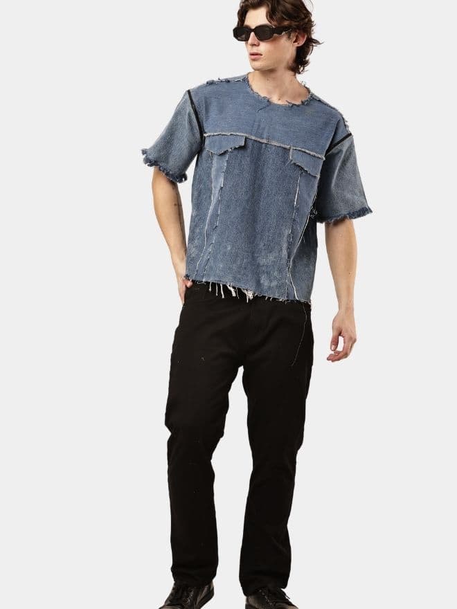 REWORKED DENIM PANEL T-SHIRT alternate
