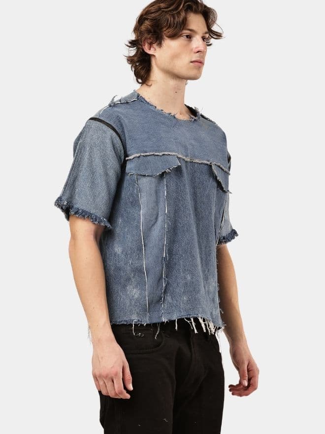 REWORKED DENIM PANEL T-SHIRT thumbnail 4