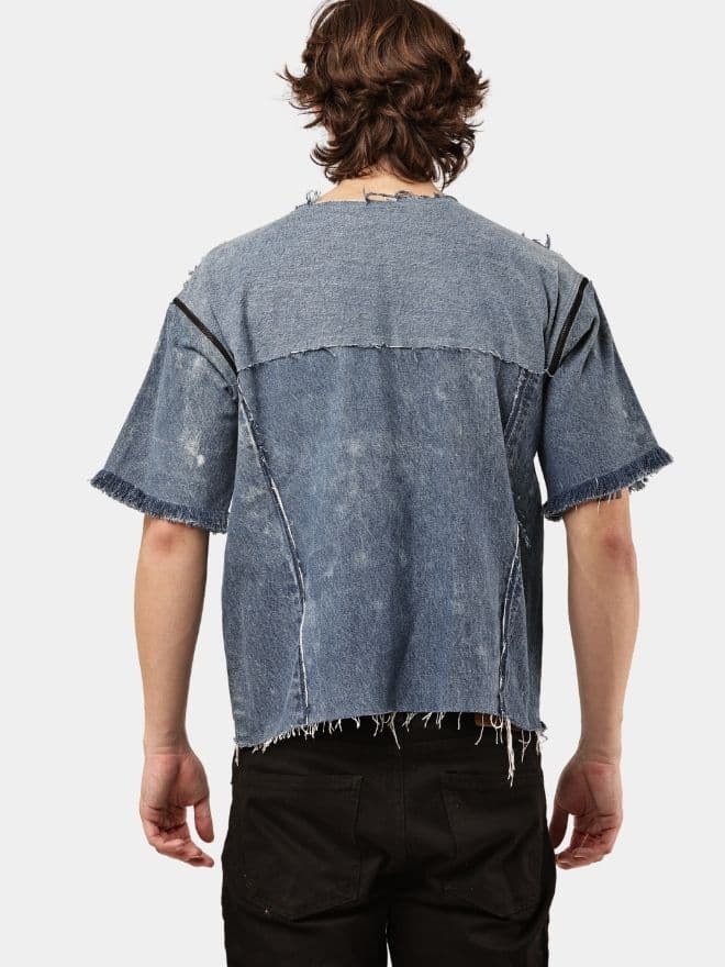 REWORKED DENIM PANEL T-SHIRT thumbnail 3