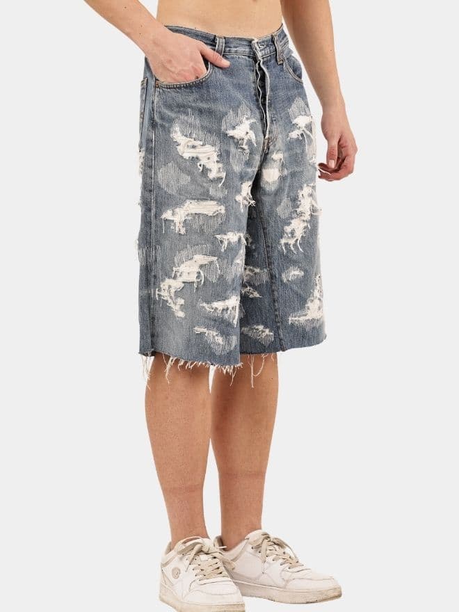 Upcycled Distressed Baggy Denim Jorts thumbnail 4