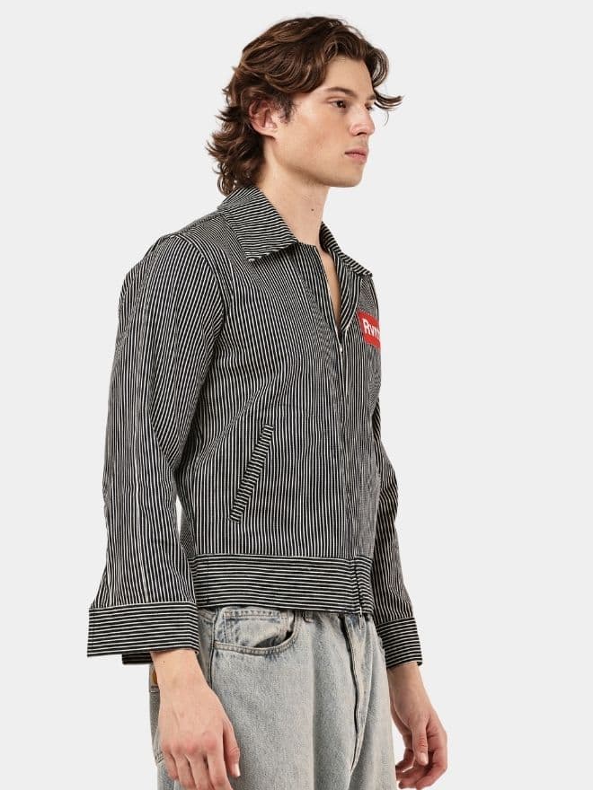 Striped Denim Workwear Jacket Shirt thumbnail 4