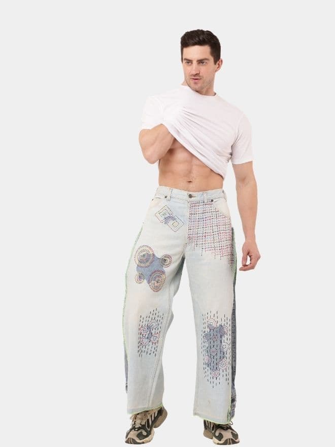 Shashiko Reverse Belt Denim Jeans – Handcrafted Heritage thumbnail 3