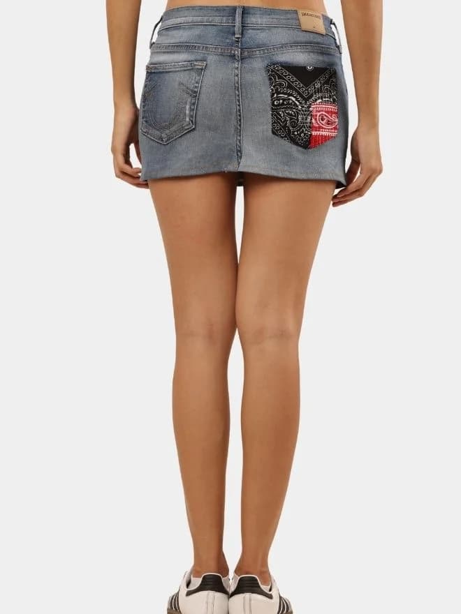 Reworked Vintage Denim Embroidered Mini Skirt thumbnail 2