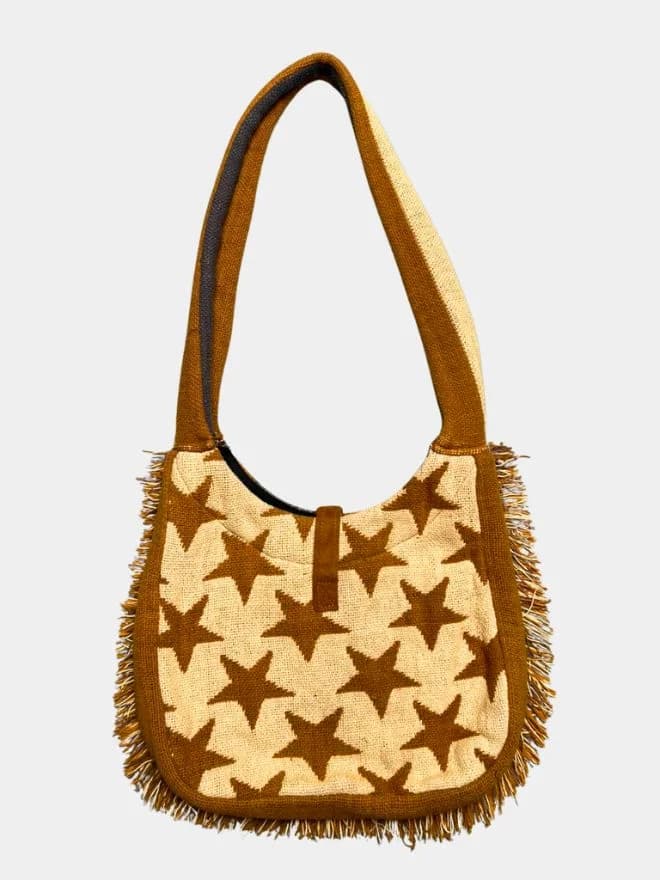 Upcycled Tapestry Star Fringe Shoulder Bag thumbnail 2