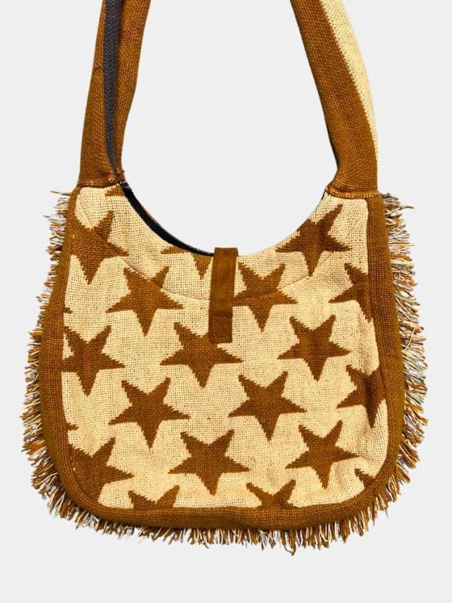 Upcycled Tapestry Star Fringe Shoulder Bag thumbnail 3
