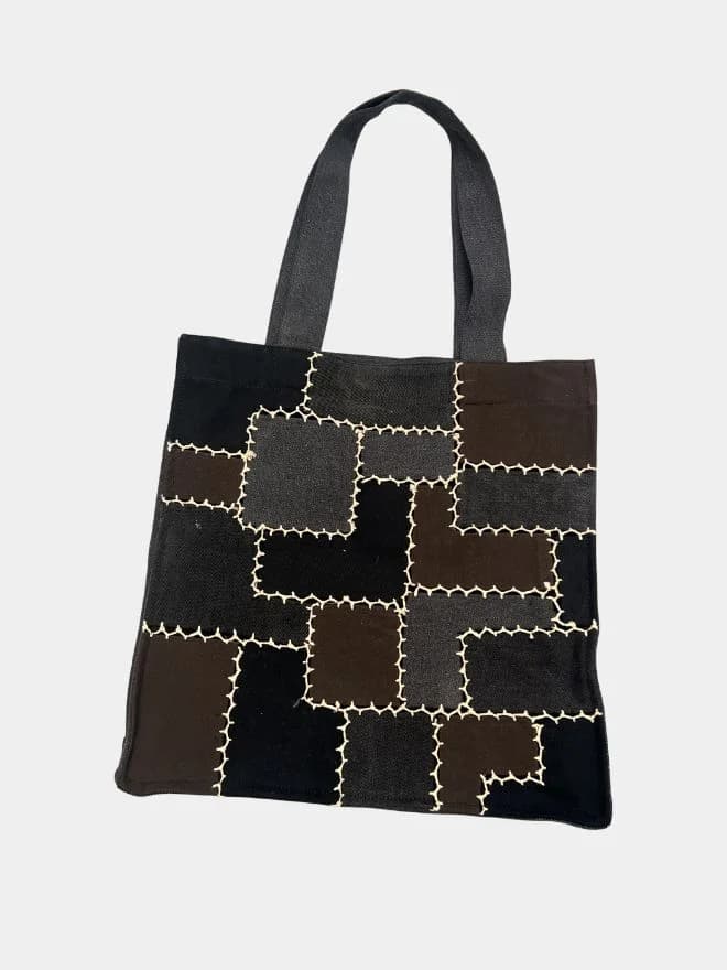 Canvas Tote Bag with White Stitching
